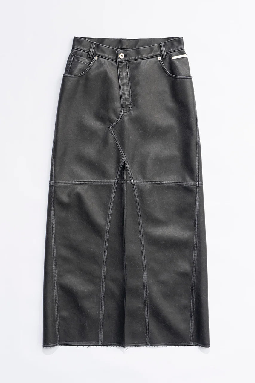 vegan leather slit skirt