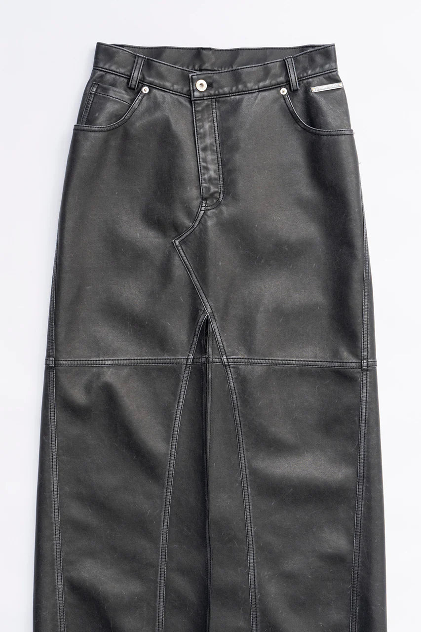 vegan leather slit skirt