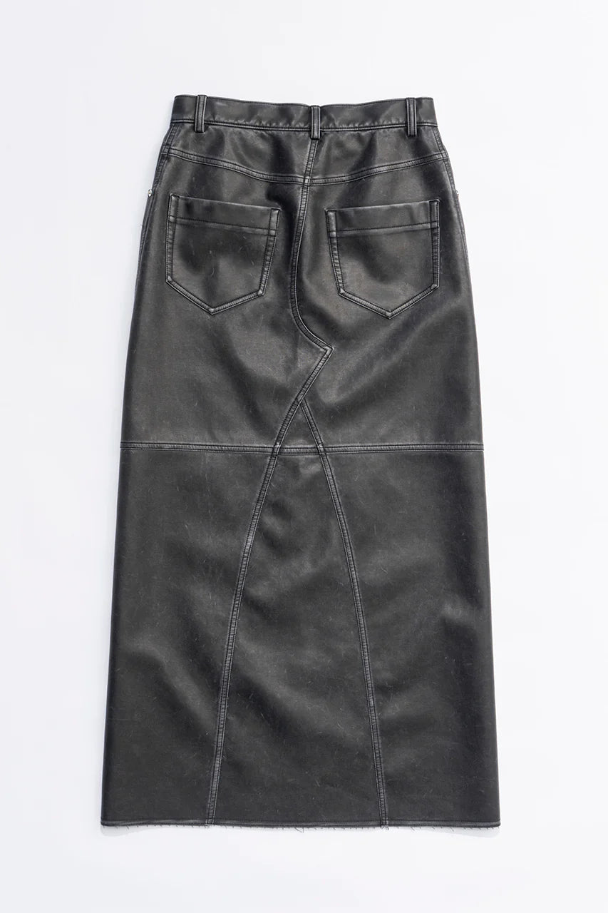 vegan leather slit skirt