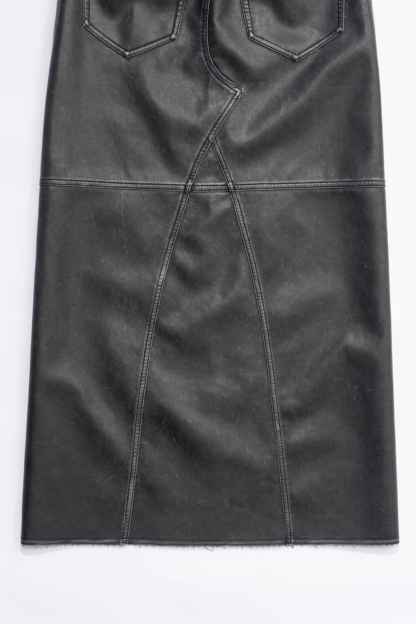 vegan leather slit skirt