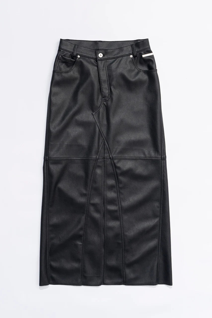 vegan leather slit skirt