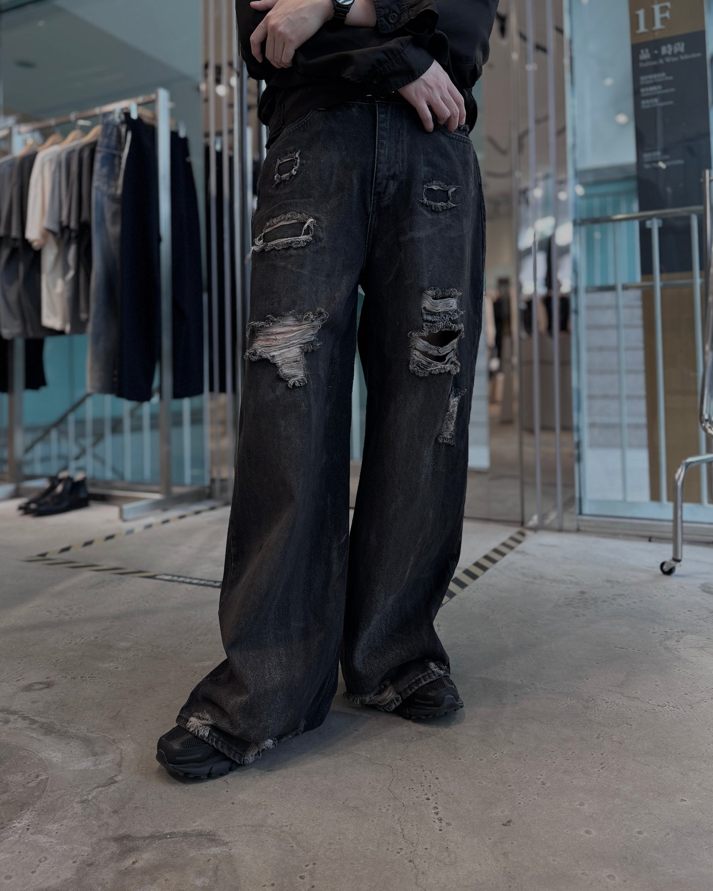 damage denim pants(unisex)