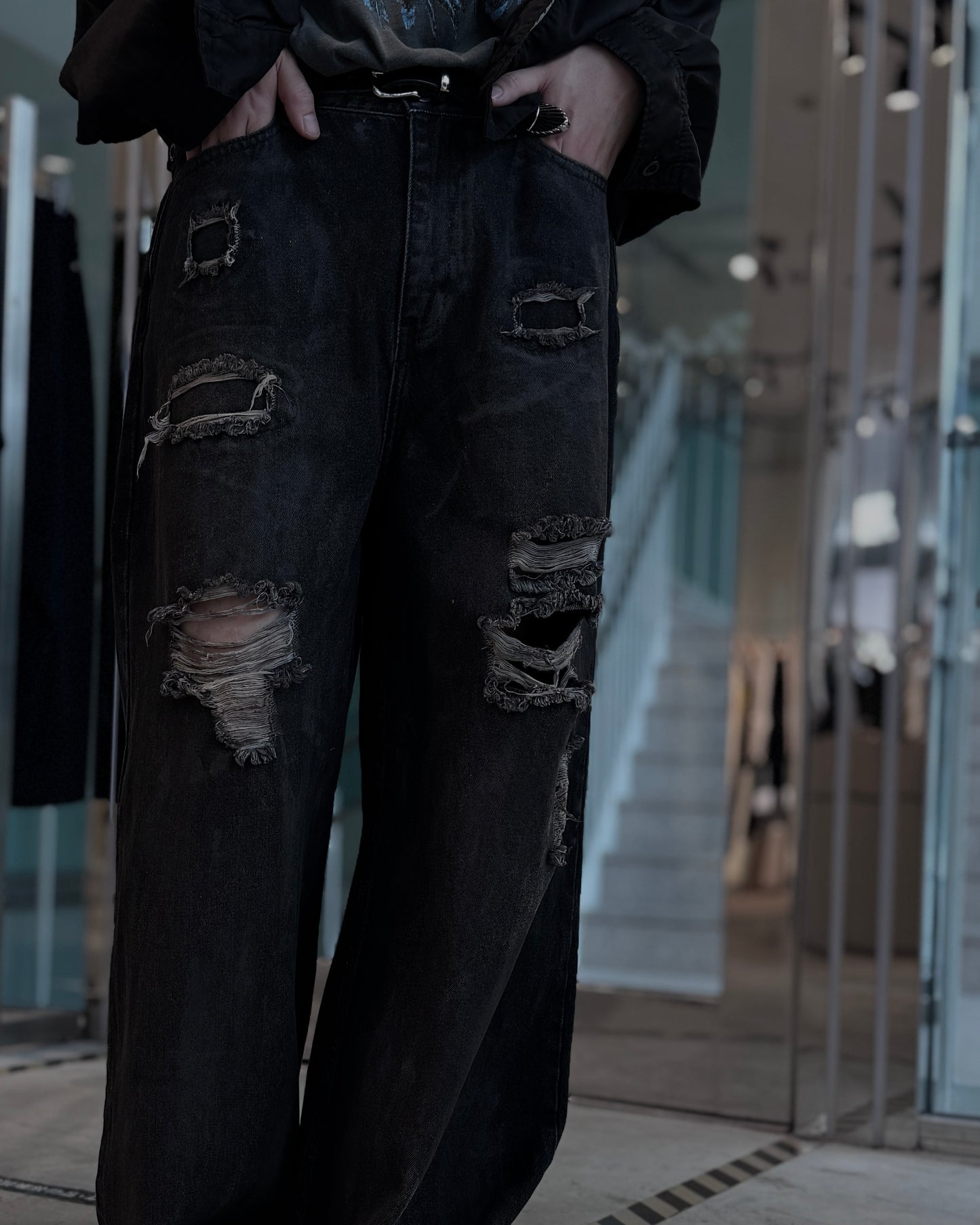 damage denim pants(unisex)