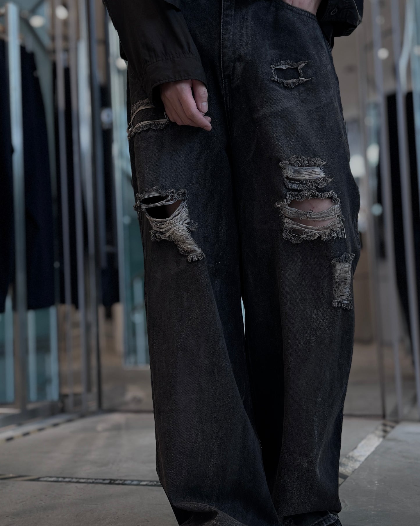damage denim pants(unisex)