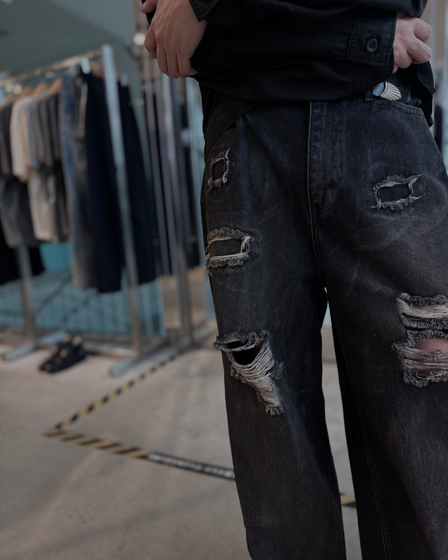 damage denim pants(unisex)
