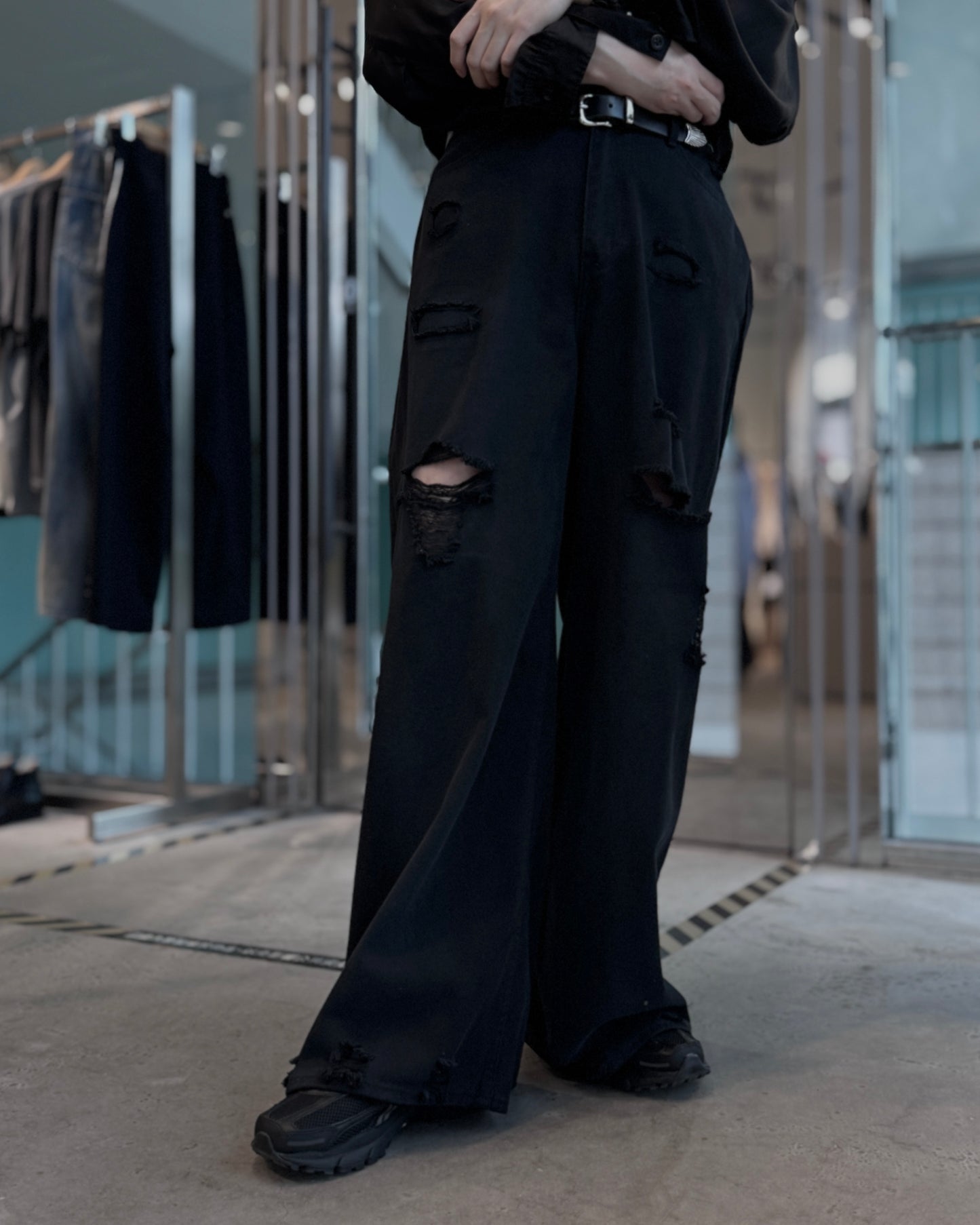 damage denim pants(unisex)