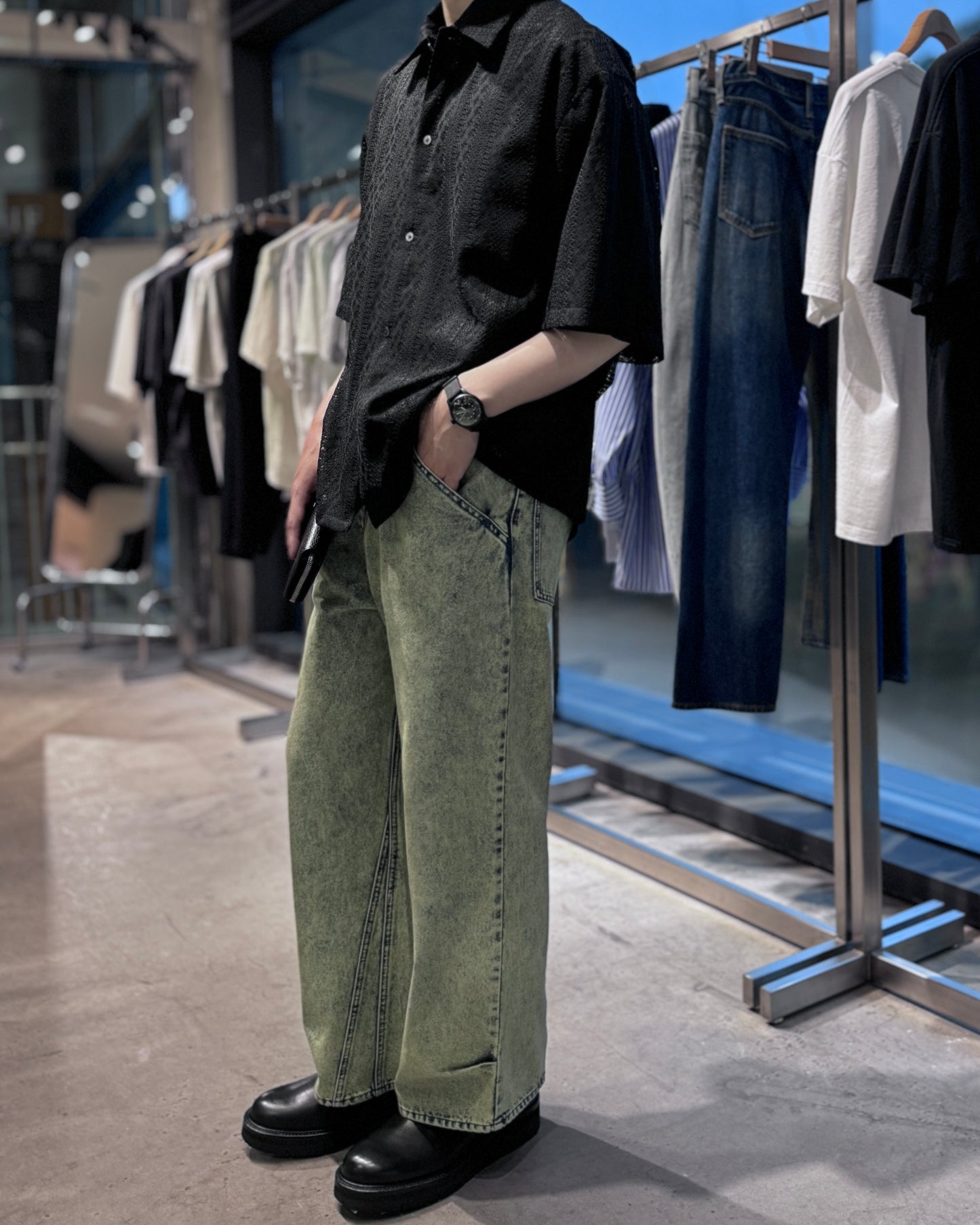 low rise denim pants(unisex)