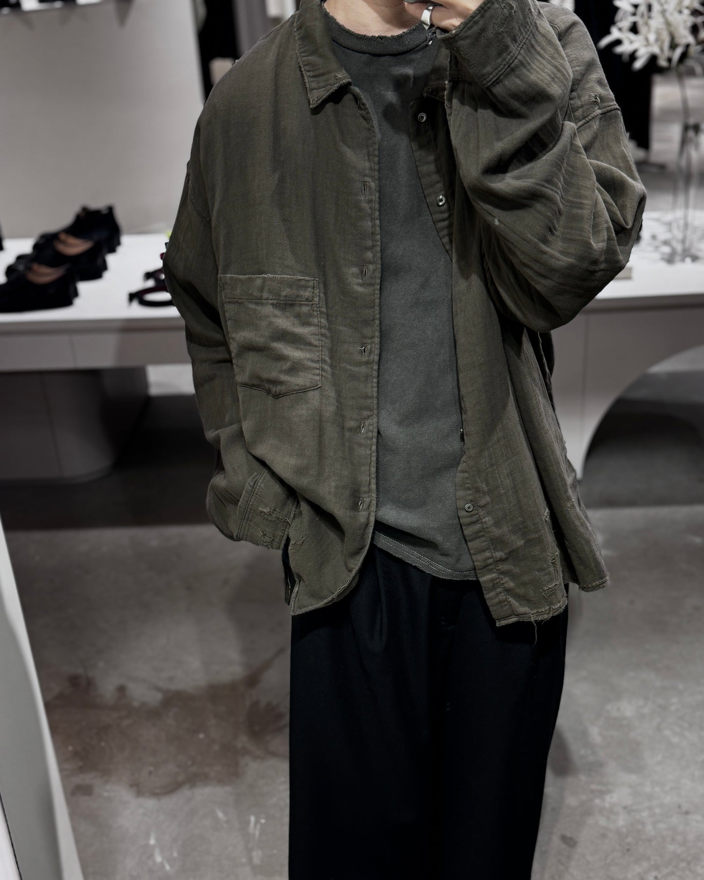 double gauze crash ls shirt