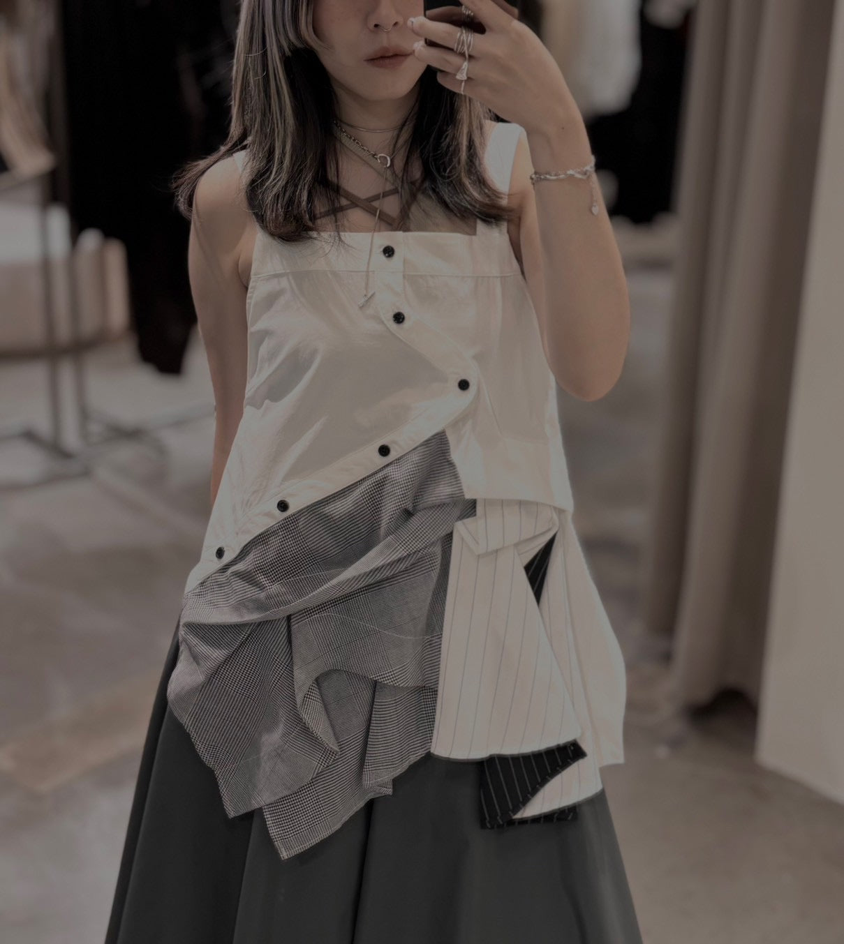 pattern mix shirt camisole