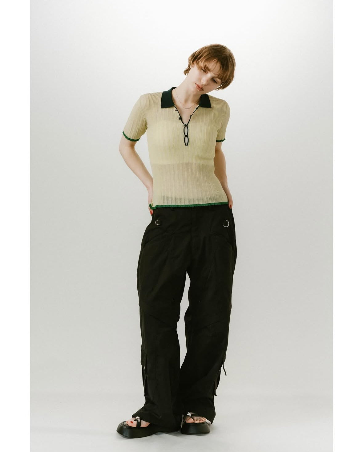 sheer polo knit