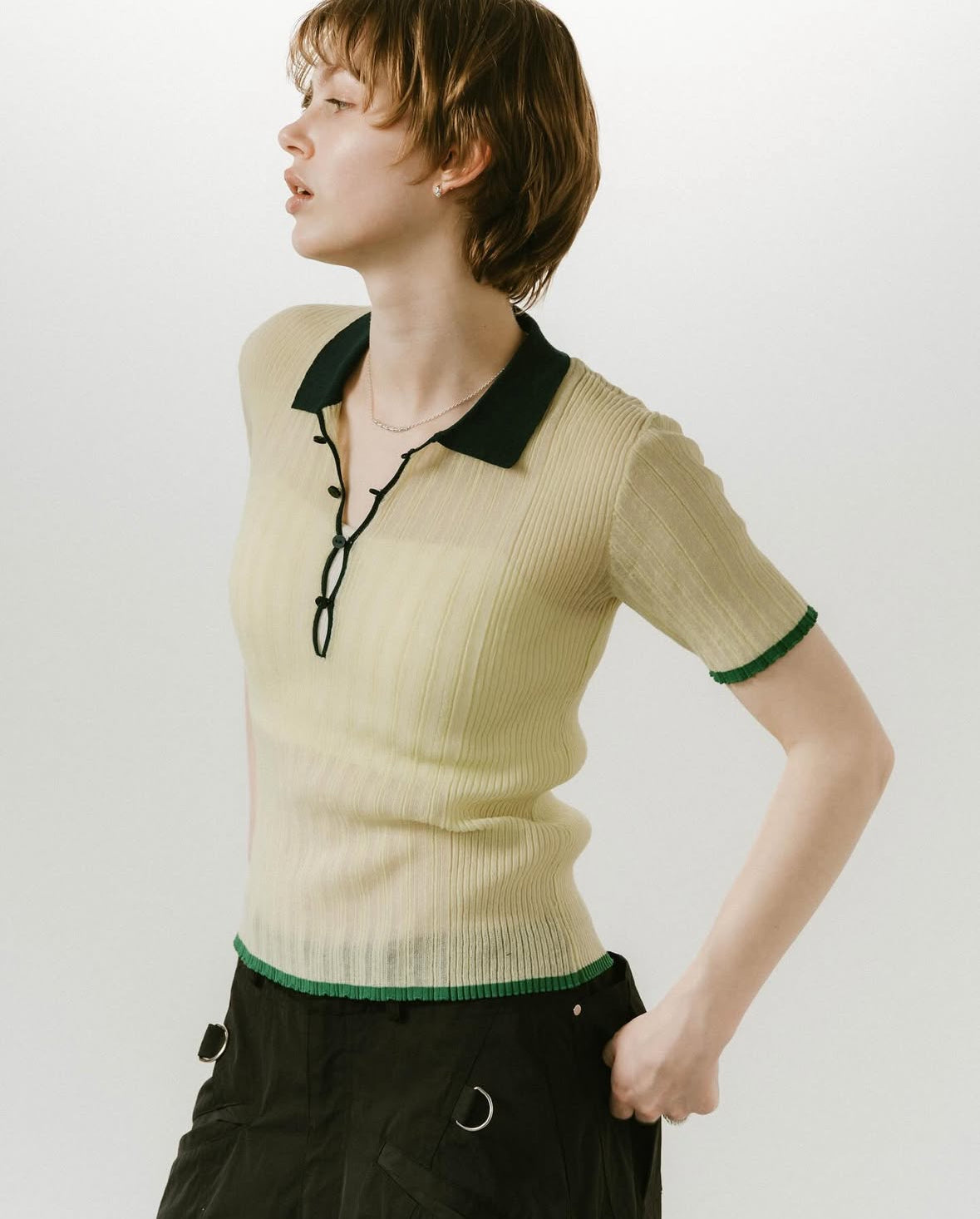 sheer polo knit