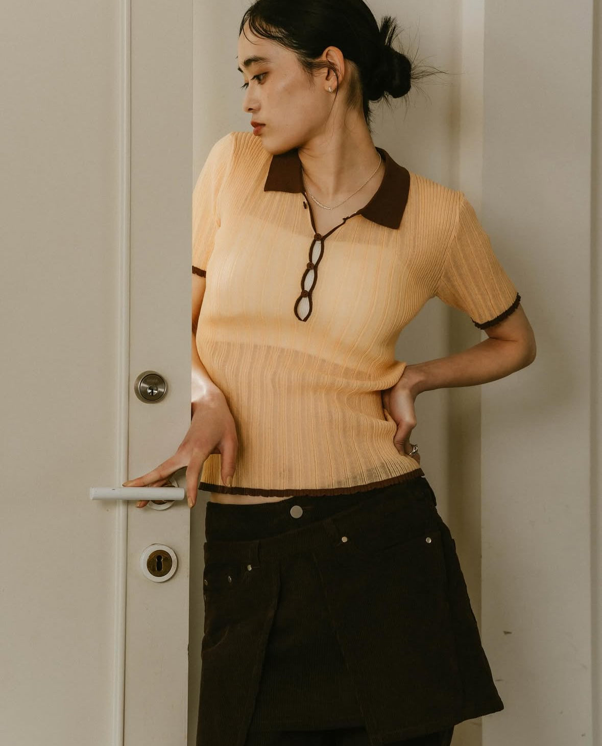 sheer polo knit