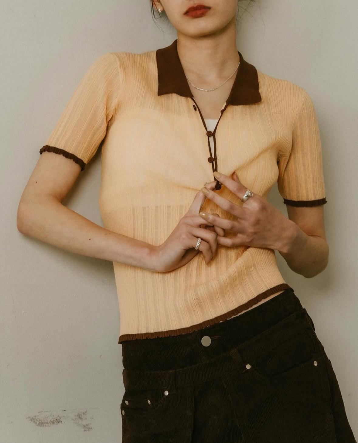 sheer polo knit