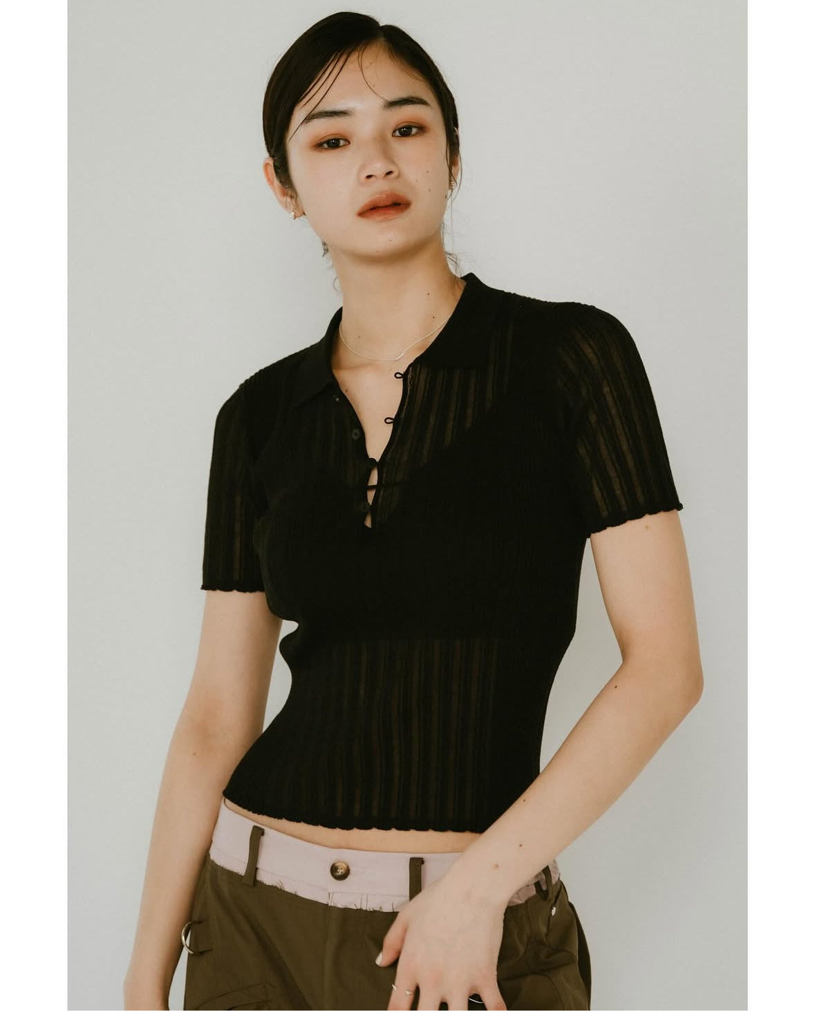 sheer polo knit