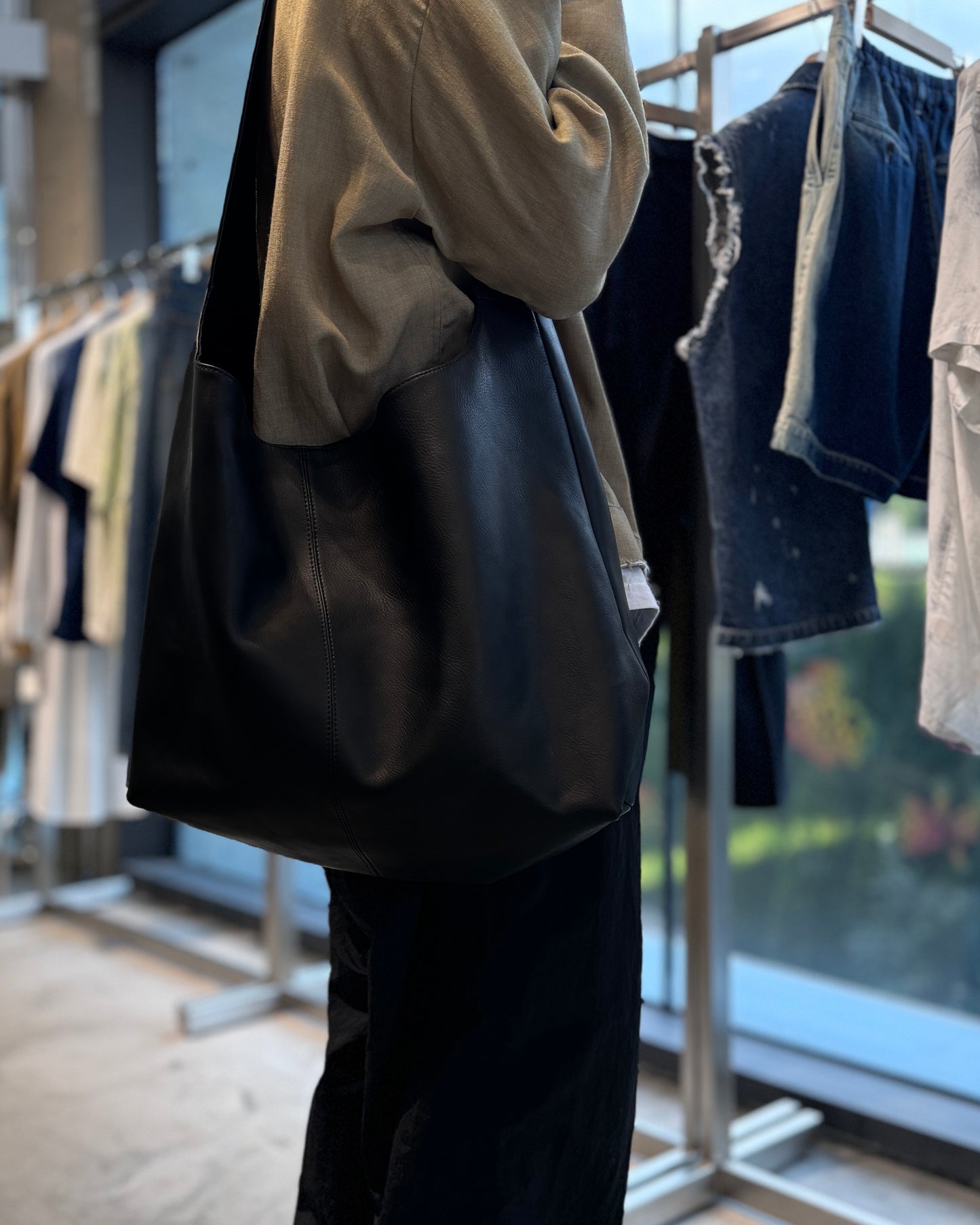 water proof washable leather big shoulder bag