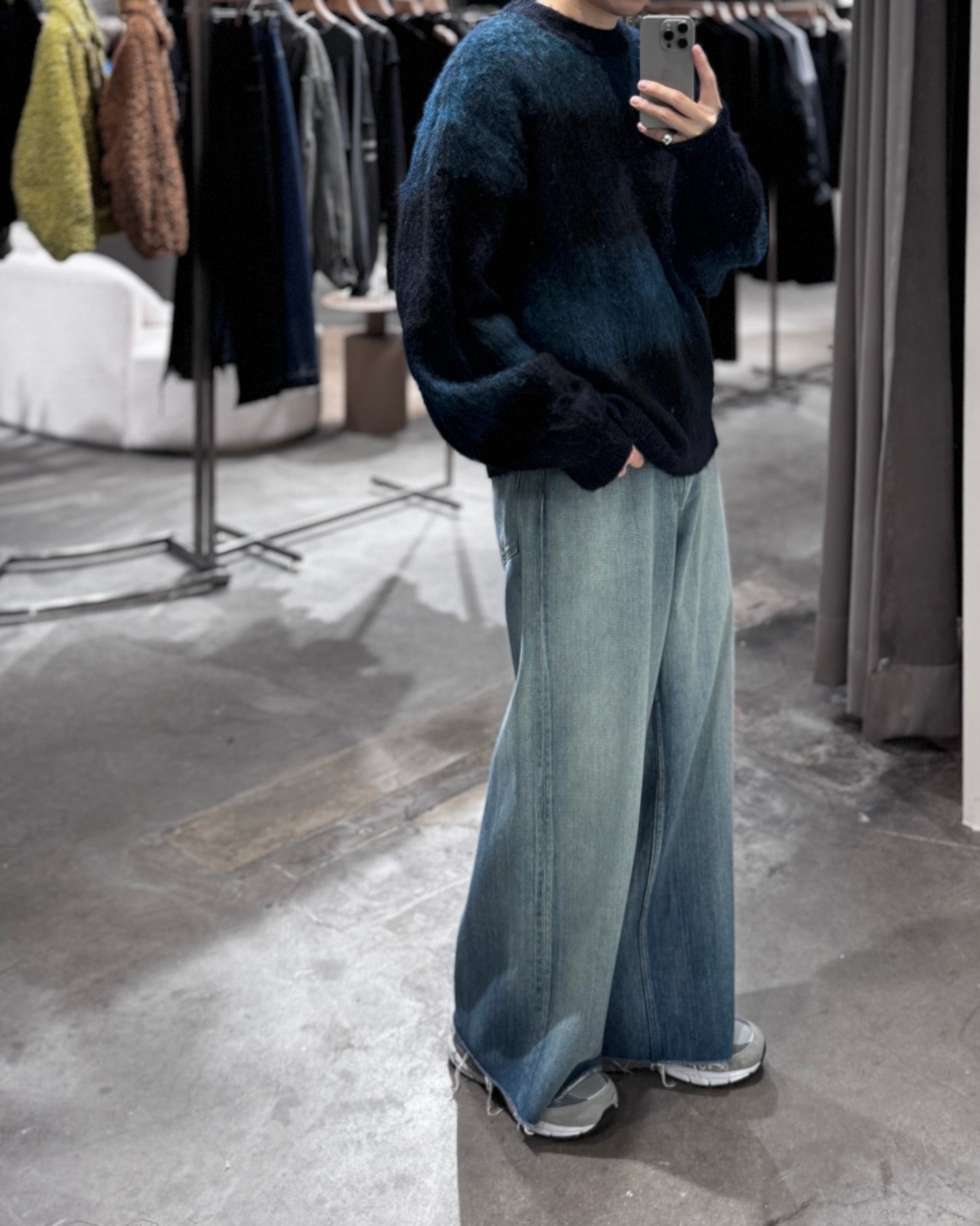shaggy crew neck knit