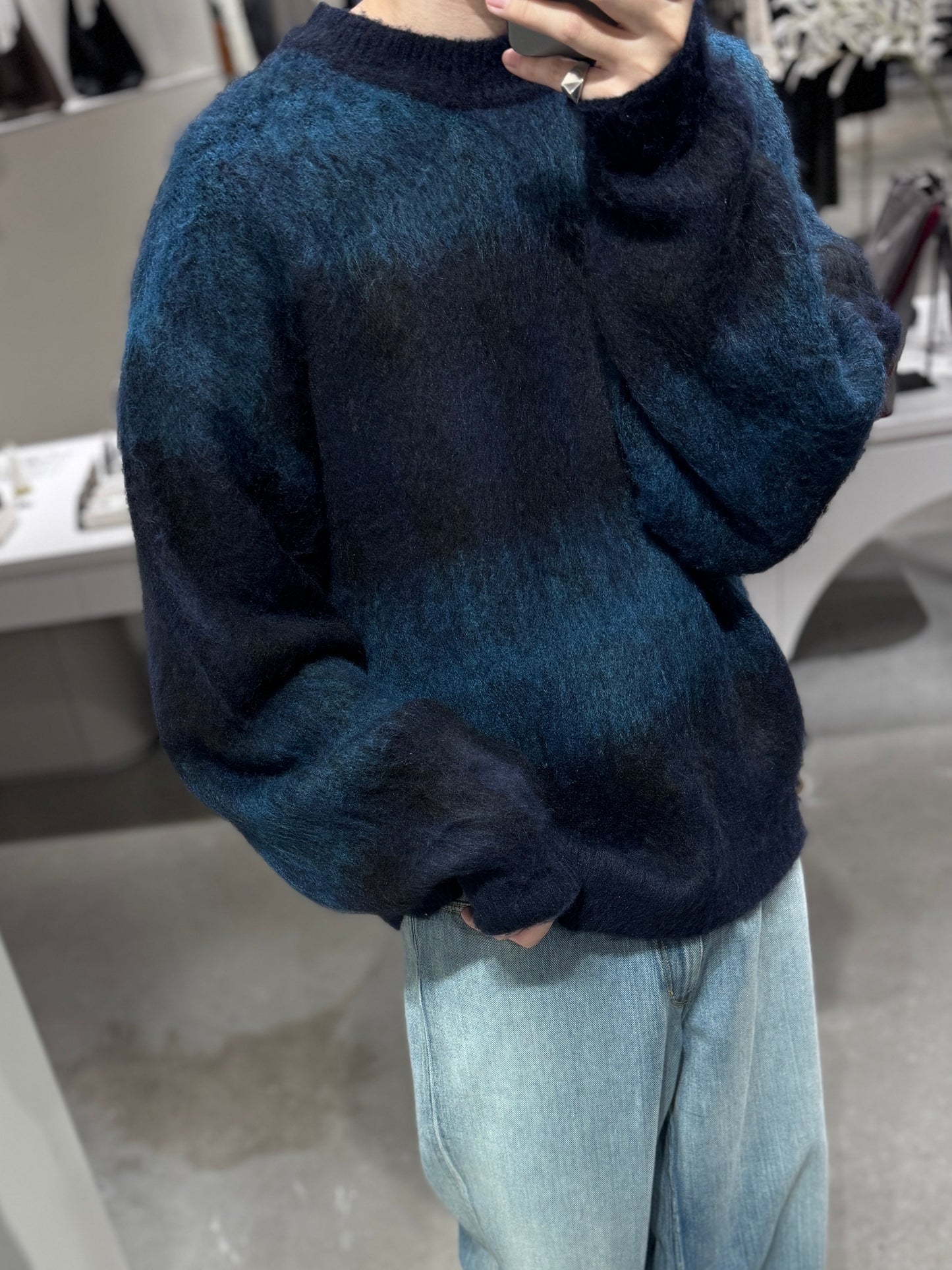 shaggy crew neck knit