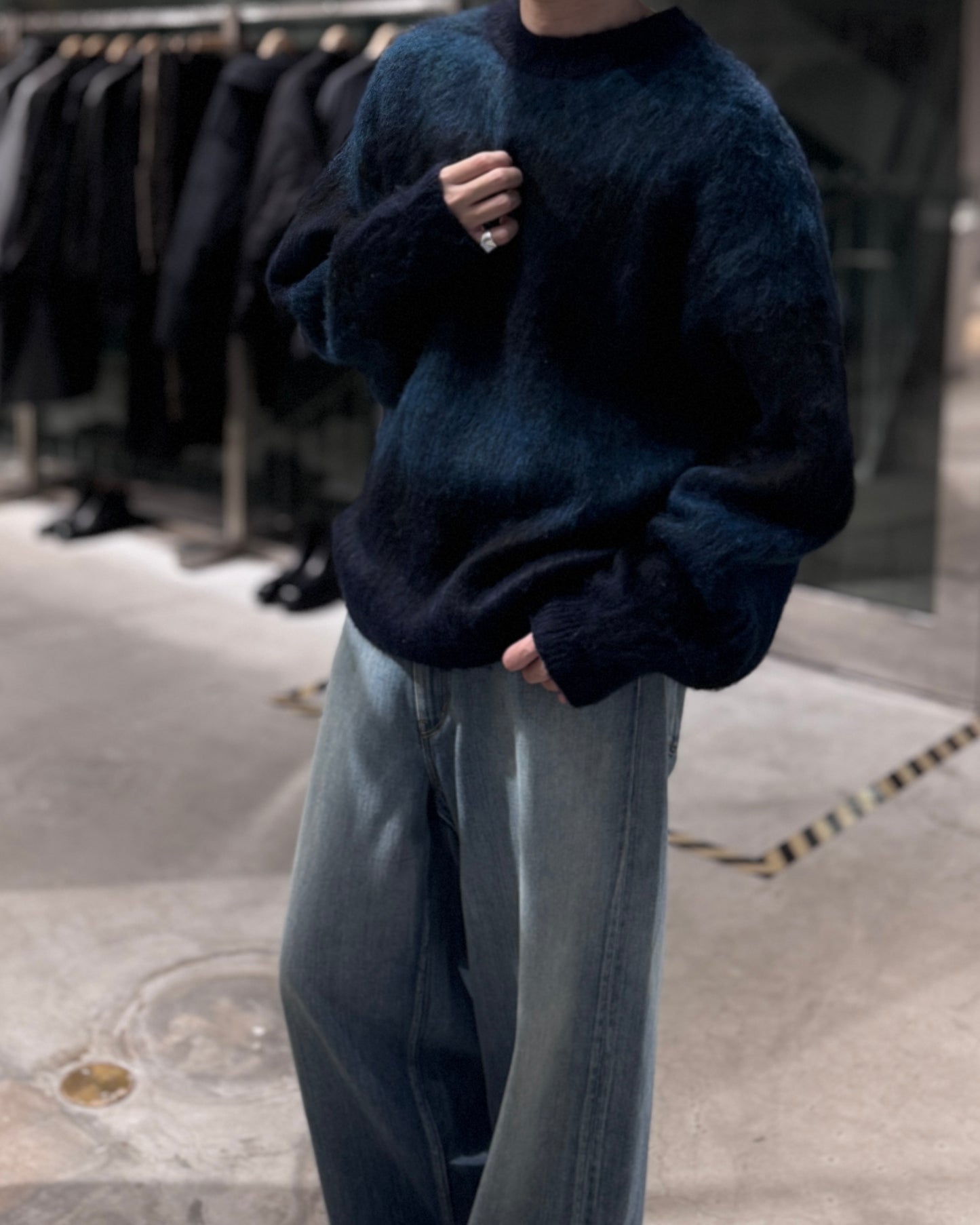 shaggy crew neck knit