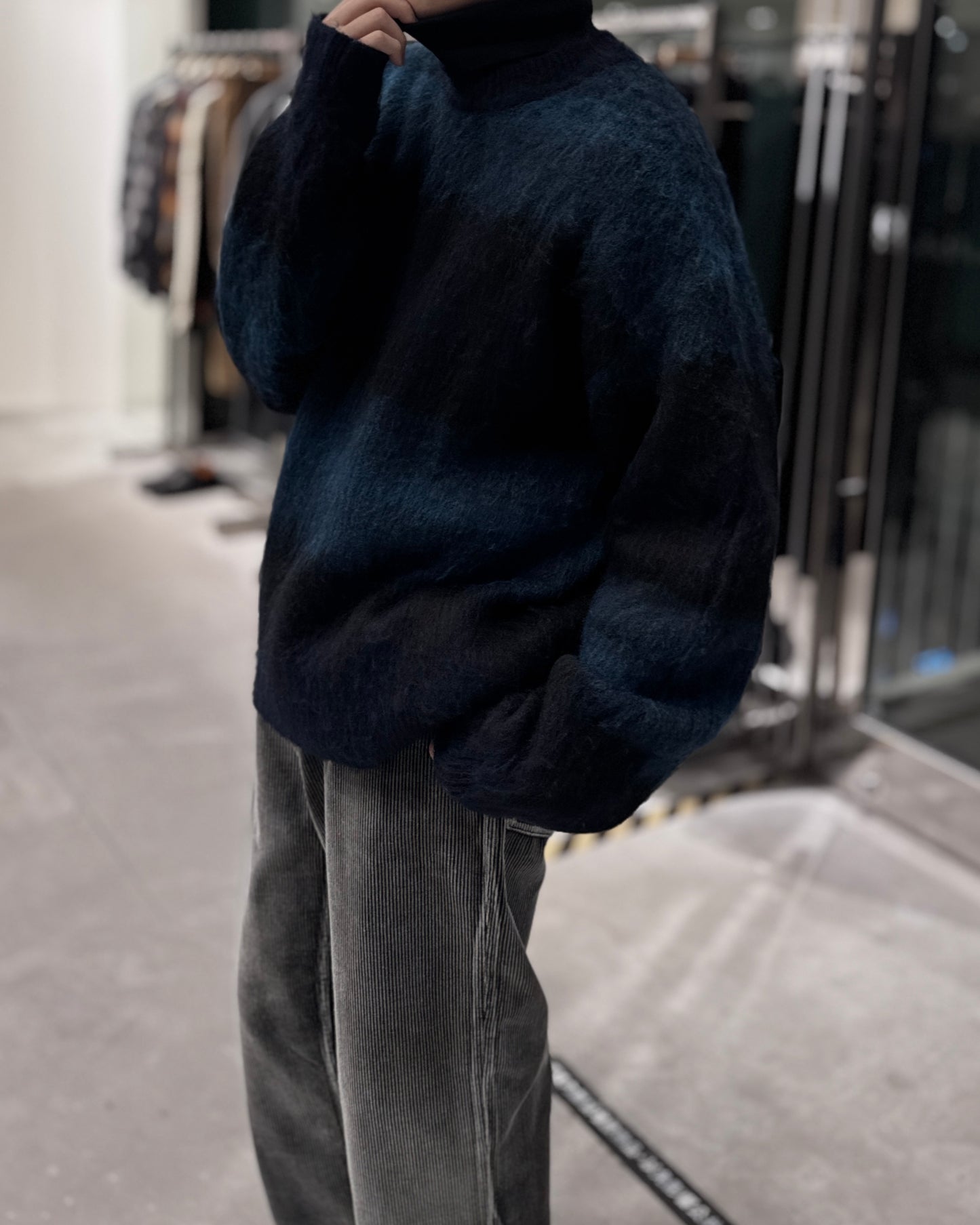 shaggy crew neck knit