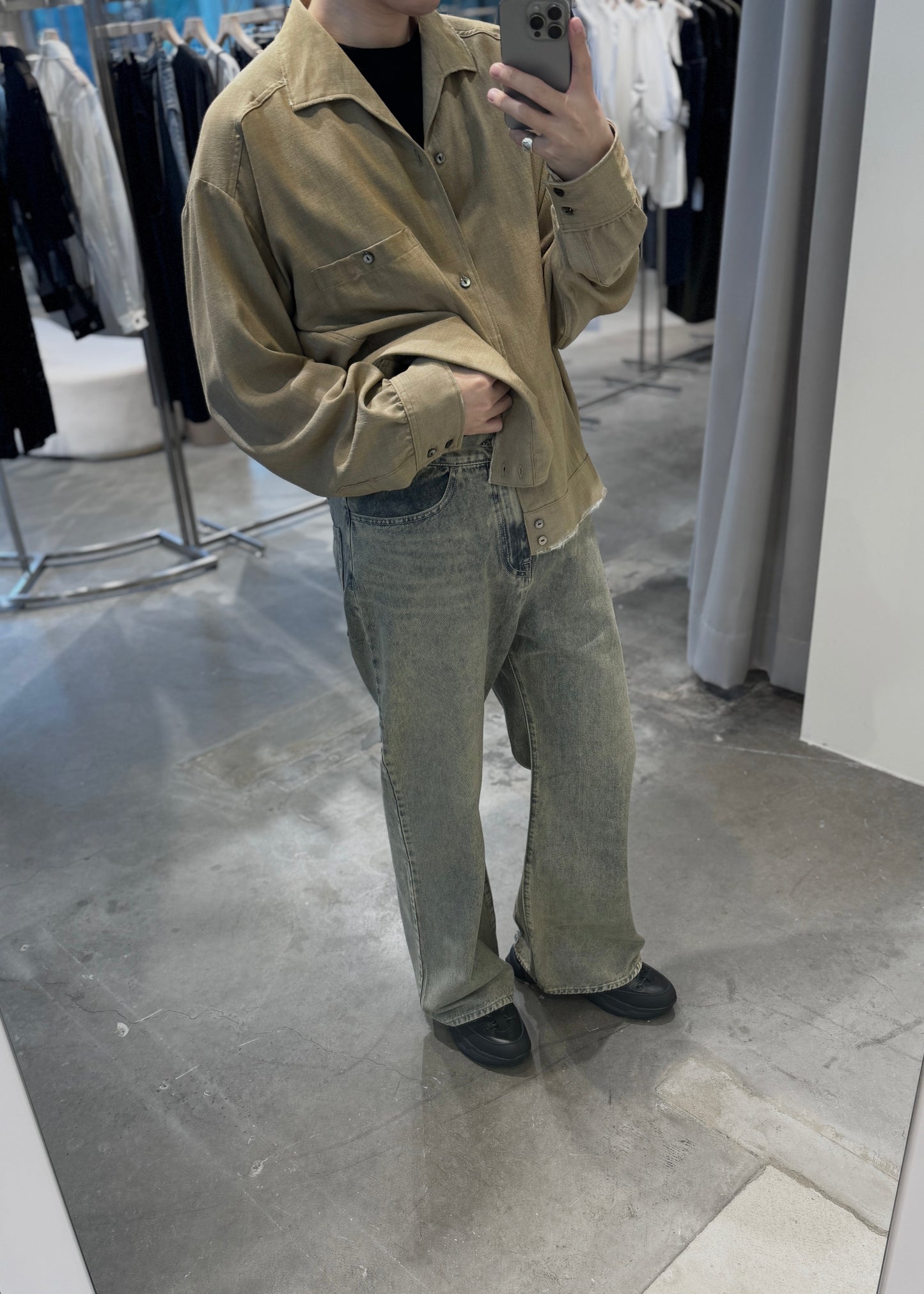 side line studs denim (unisex) saxbeige