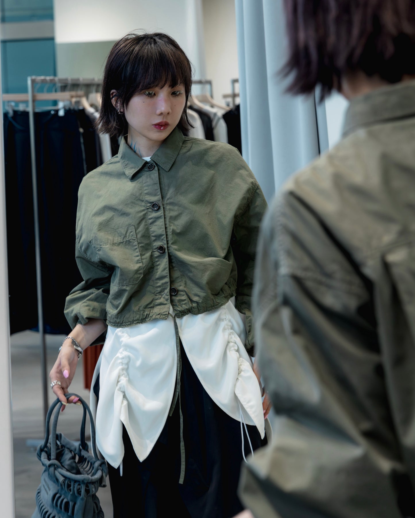cotton linen cropped shirt