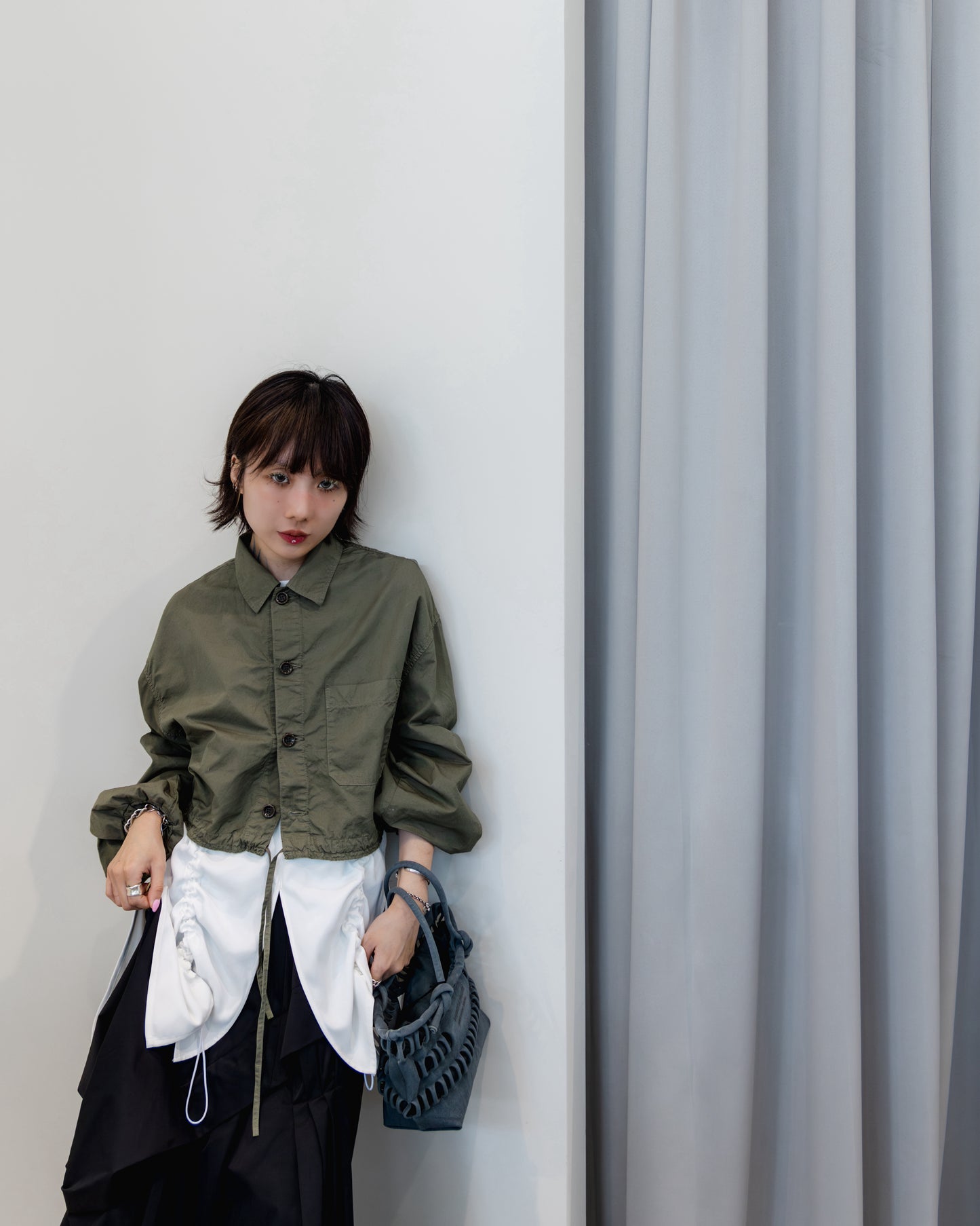 cotton linen cropped shirt
