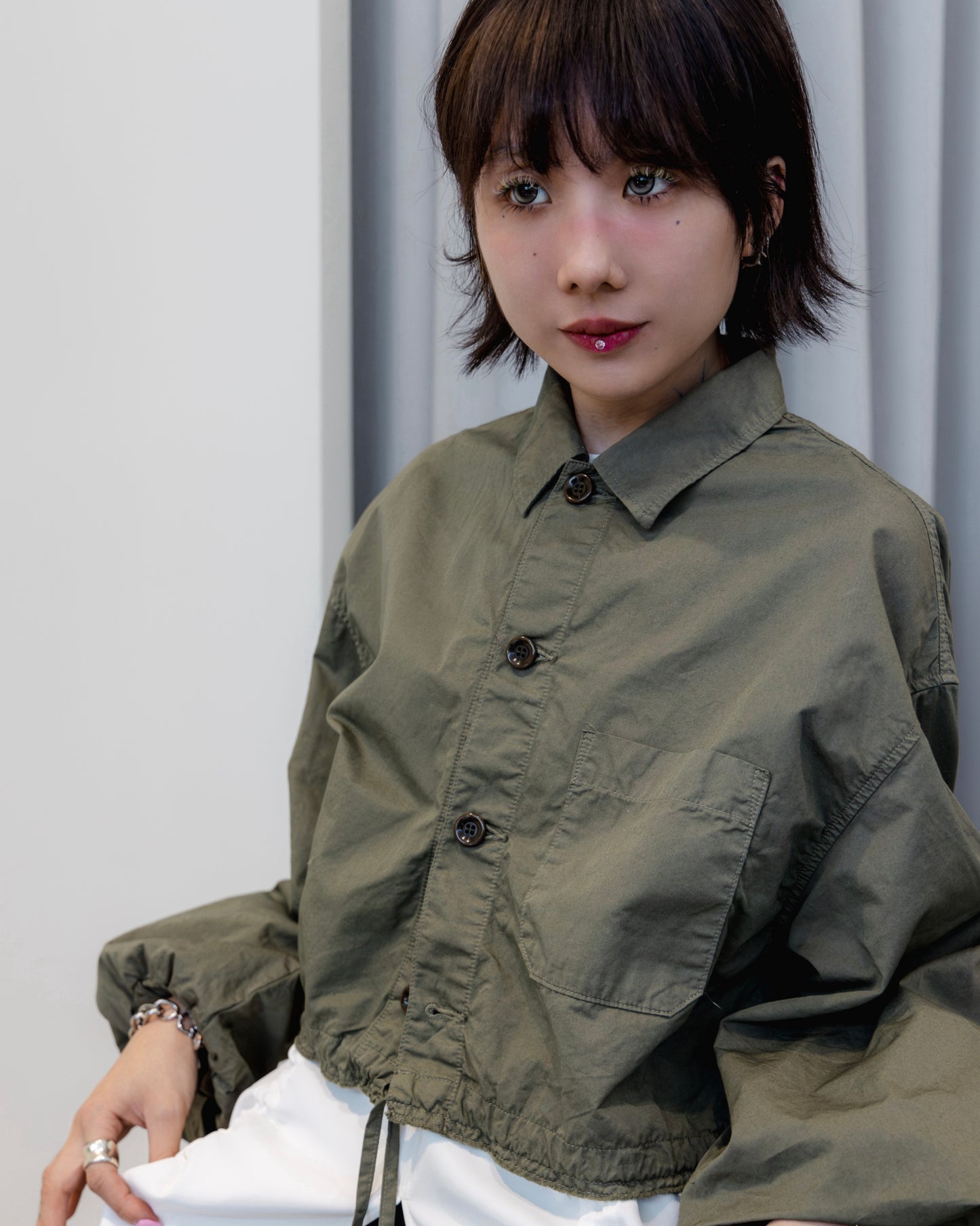 cotton linen cropped shirt