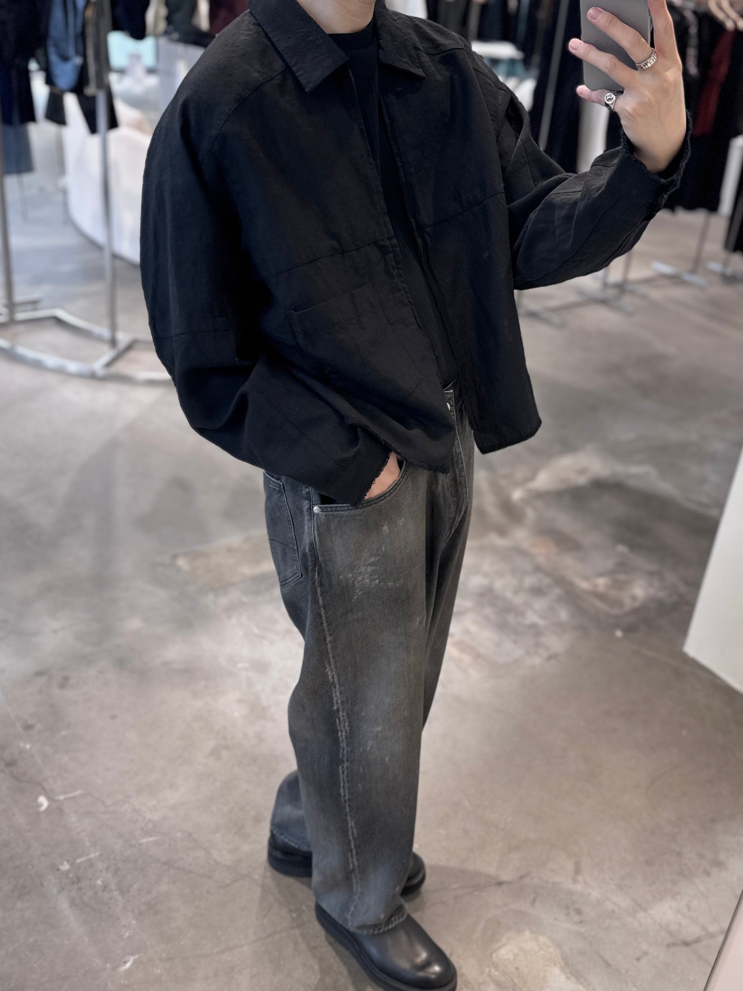 tapered denim pants