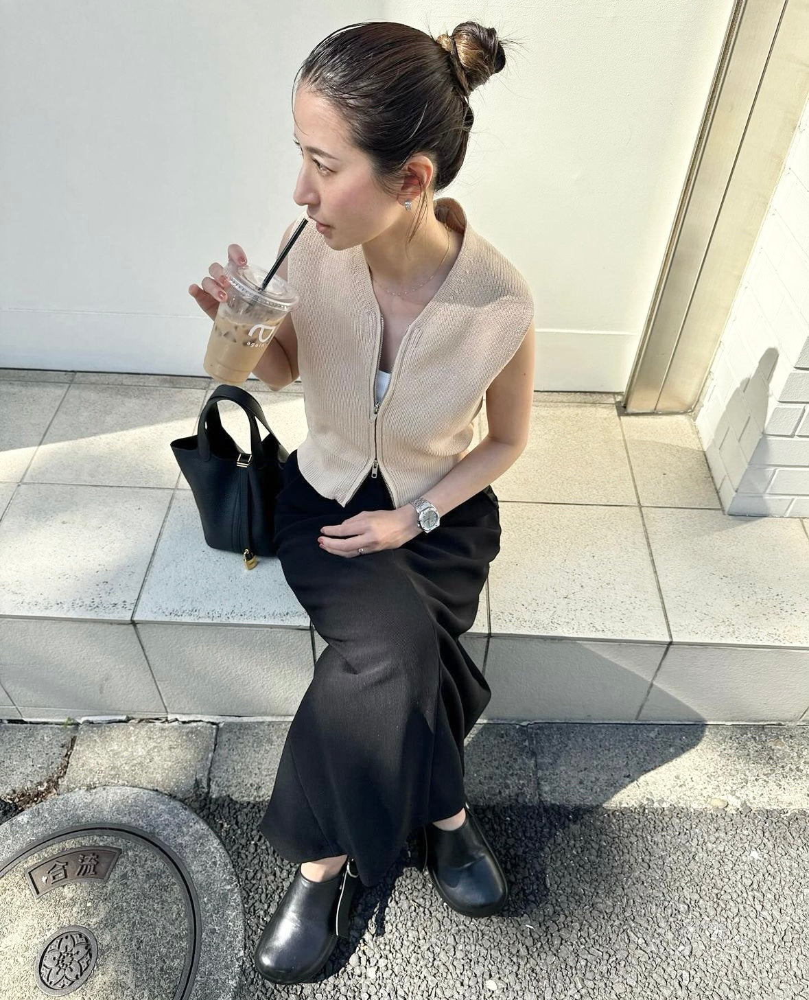 zip compact knit vest