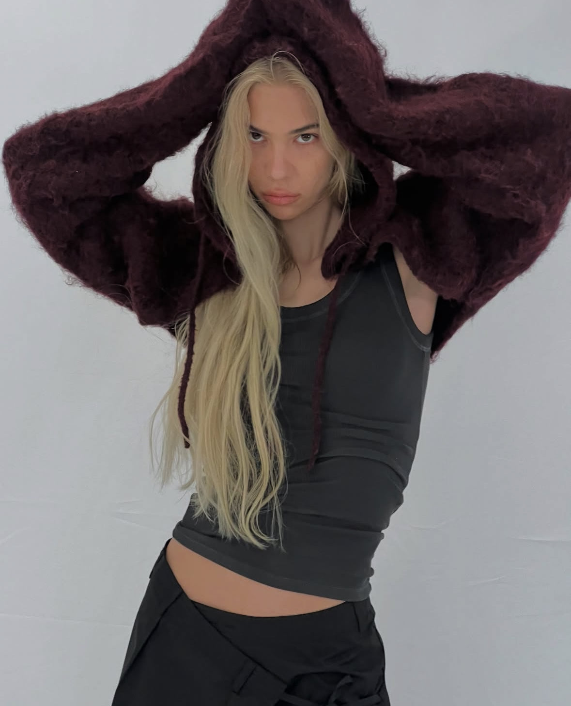 2way hooded muffler knit