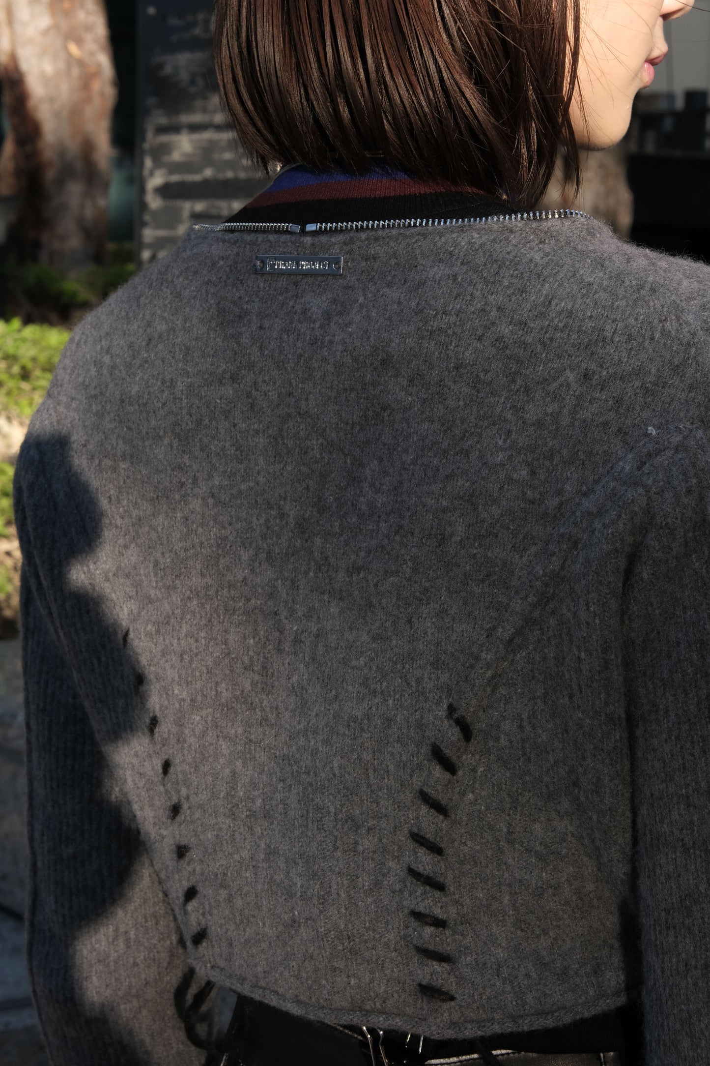 cashmere blend lace-up knit