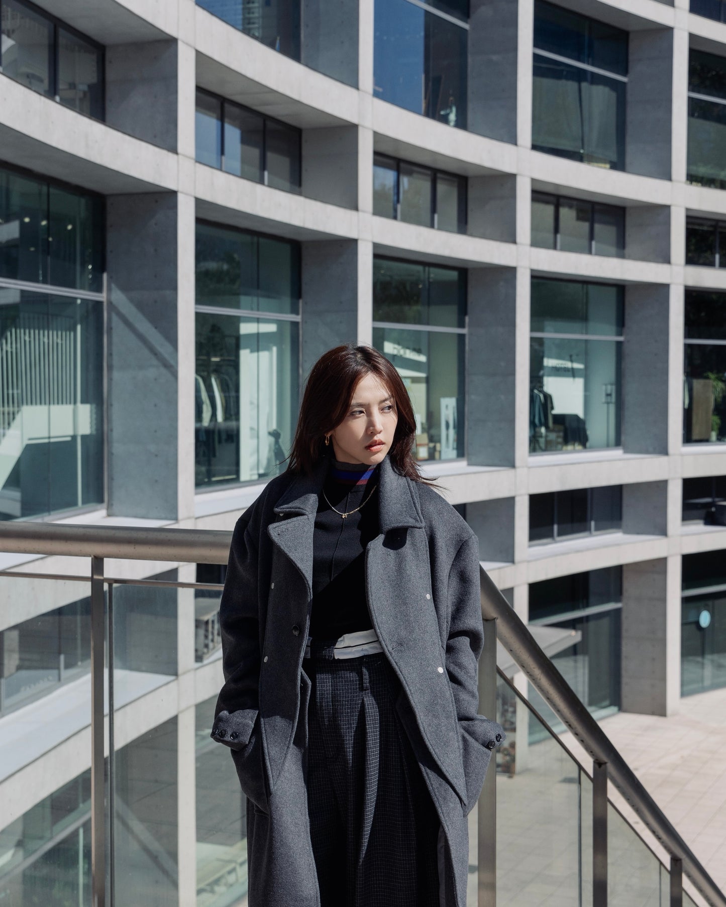 2way accent collar long coat (unisex)