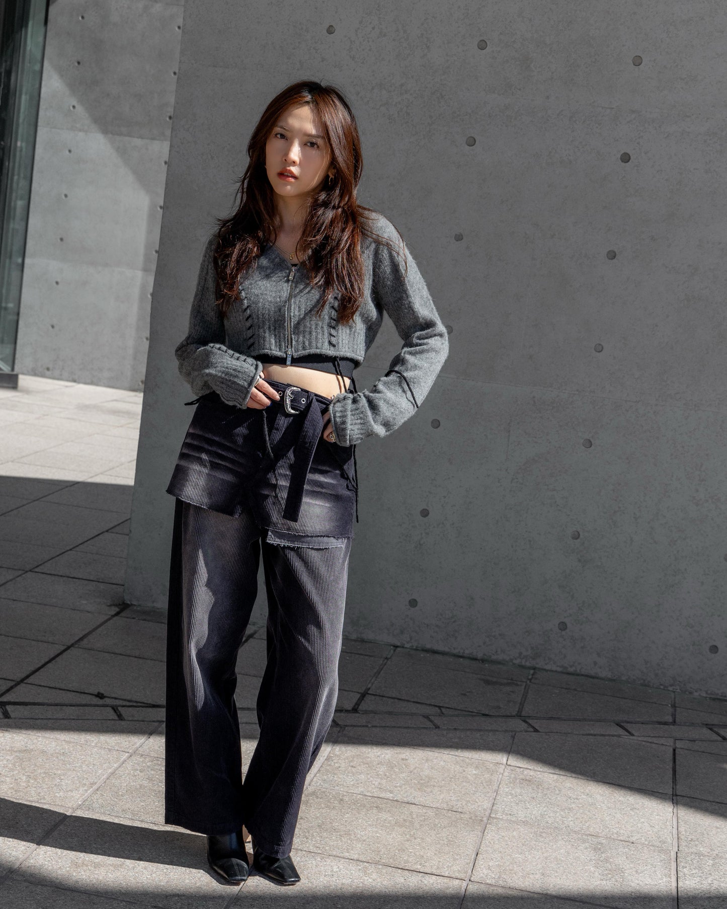 cashmere blend lace-up knit