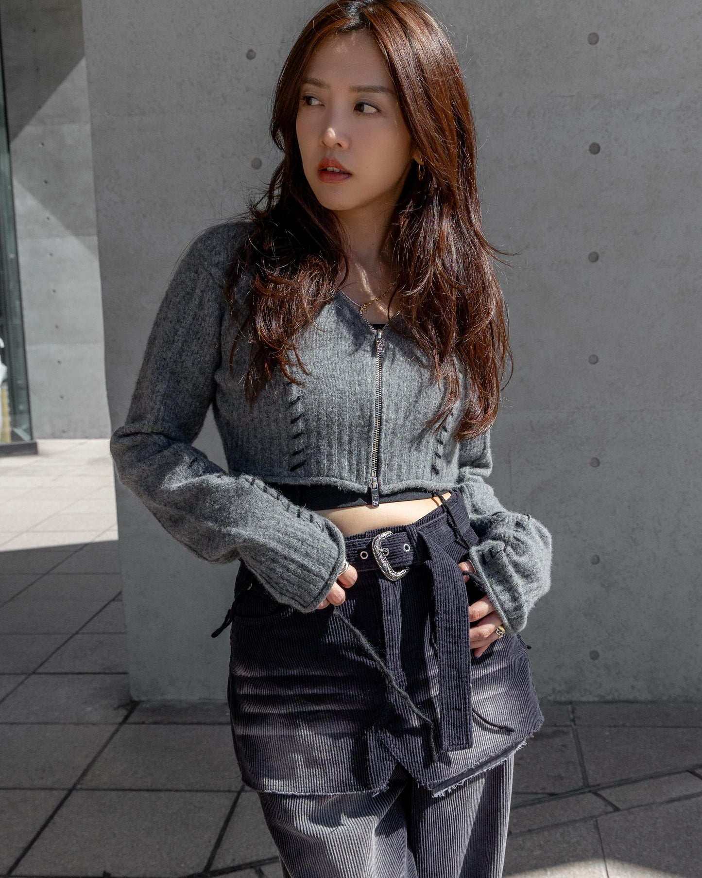 cashmere blend lace-up knit