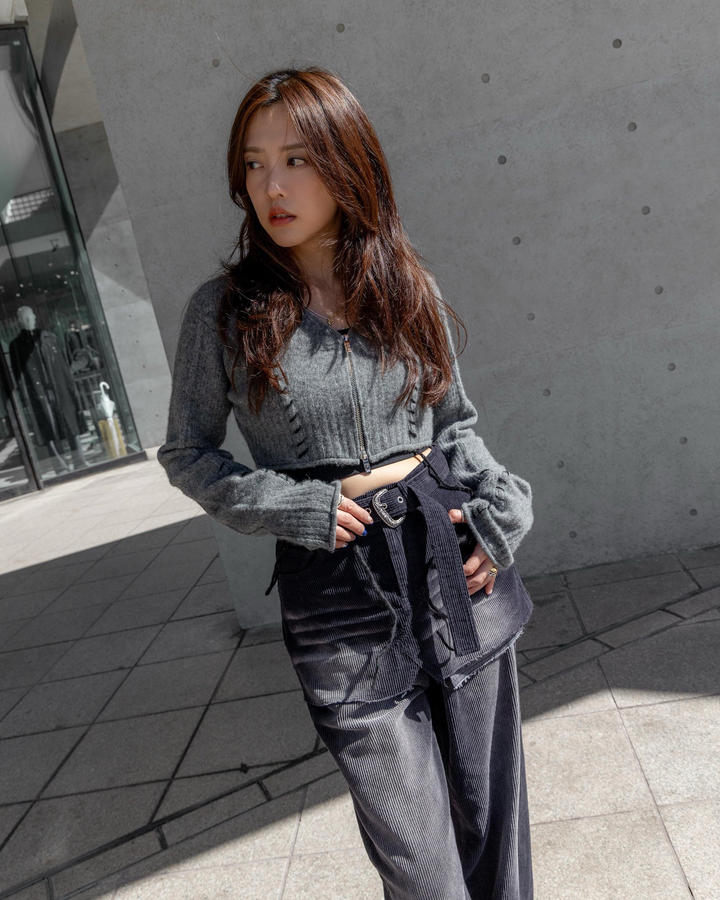 cashmere blend lace-up knit
