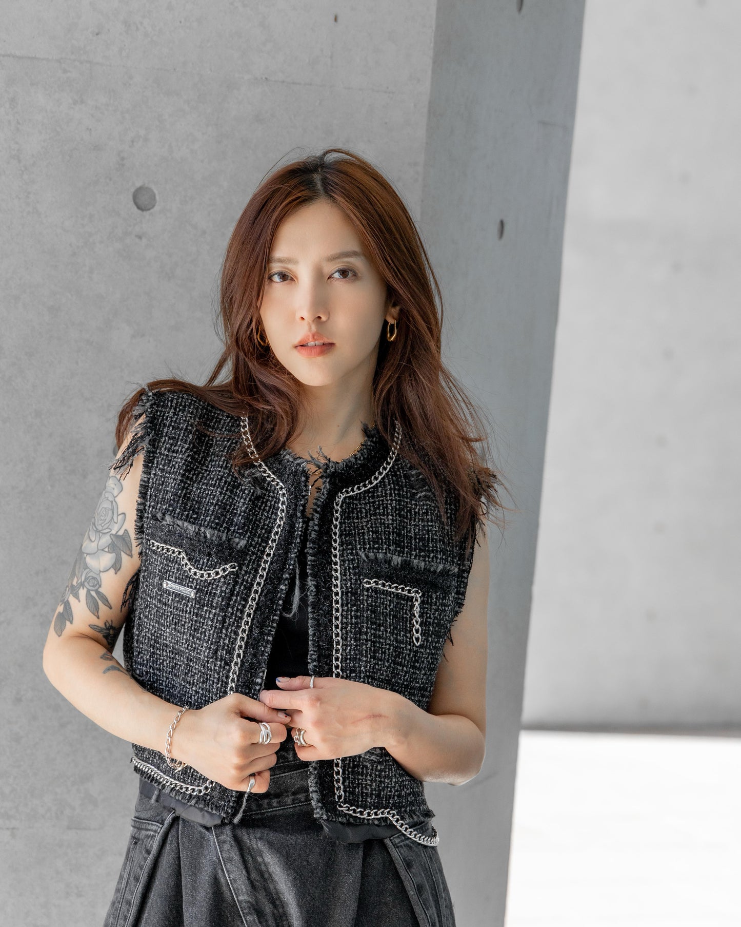 cropped tweed vest