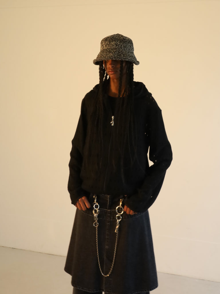raschel hole zip hoodie