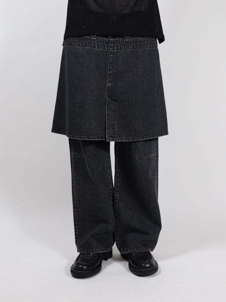 wrap skirt denim pants