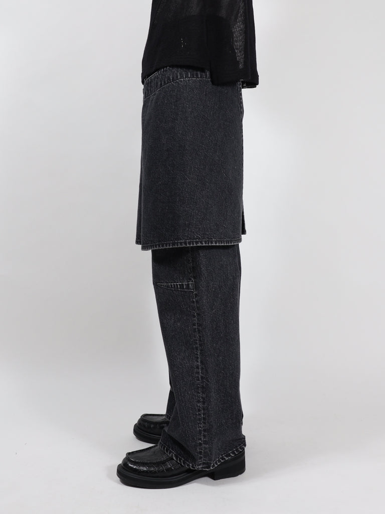 wrap skirt denim pants