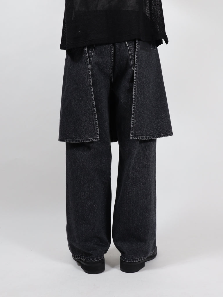 wrap skirt denim pants