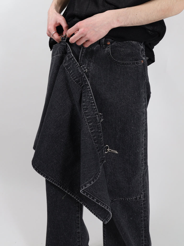 wrap skirt denim pants
