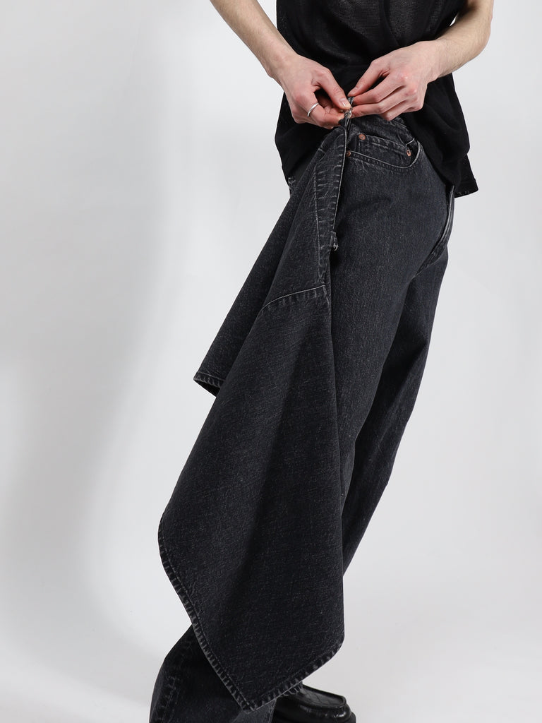 wrap skirt denim pants