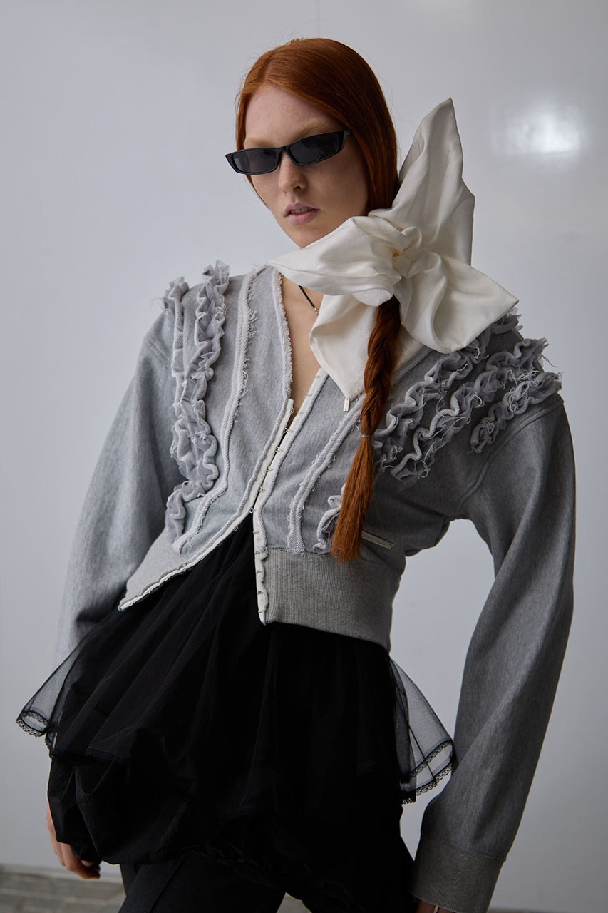 frills sweatshirt cardigan