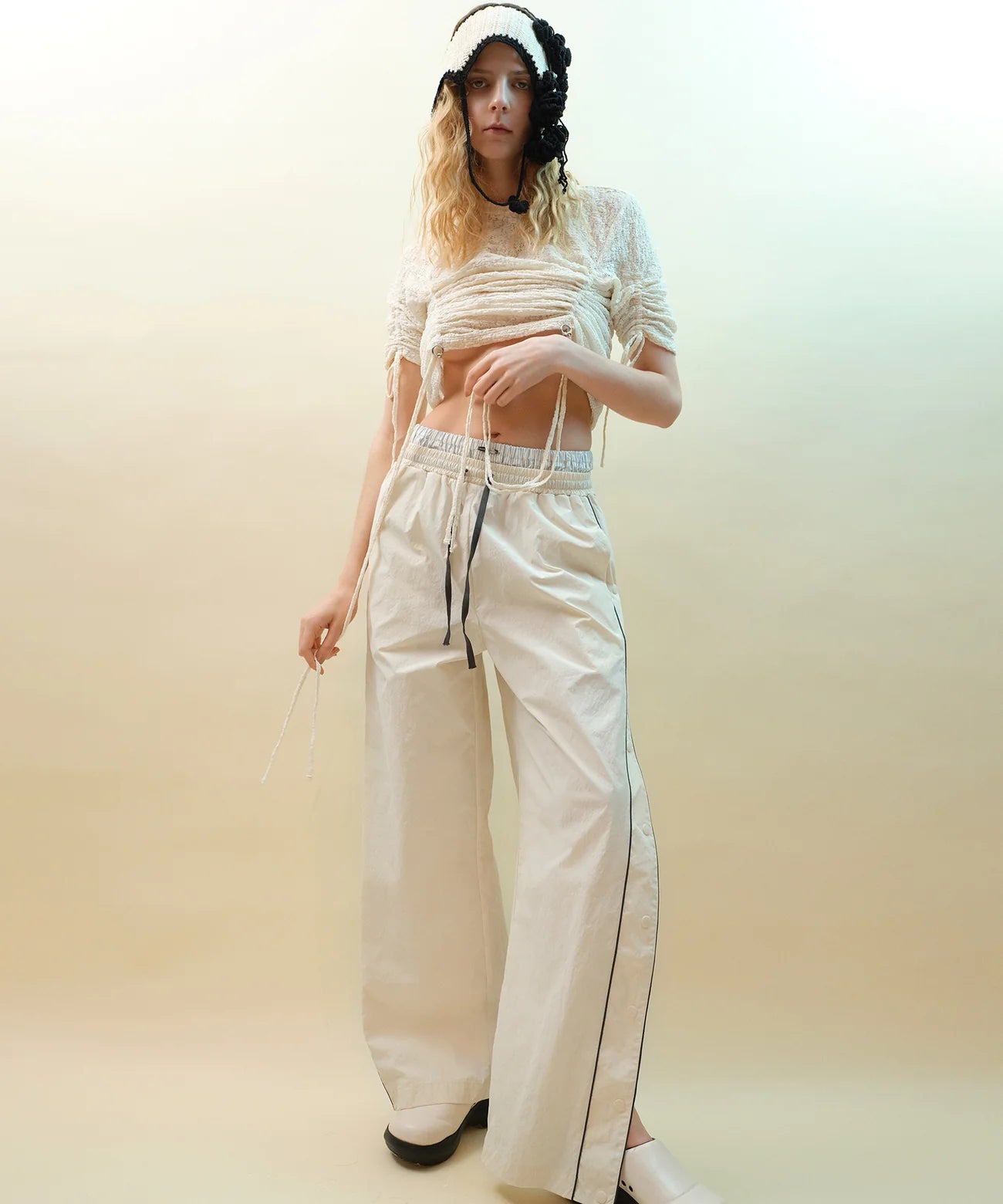 lace shirring tops
