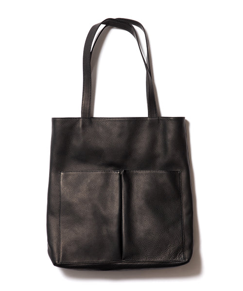 water proof washable leather / gusset pocket tote bag