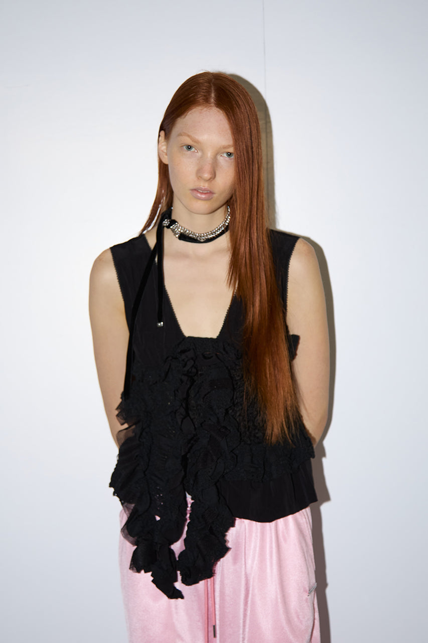 mixed frill top