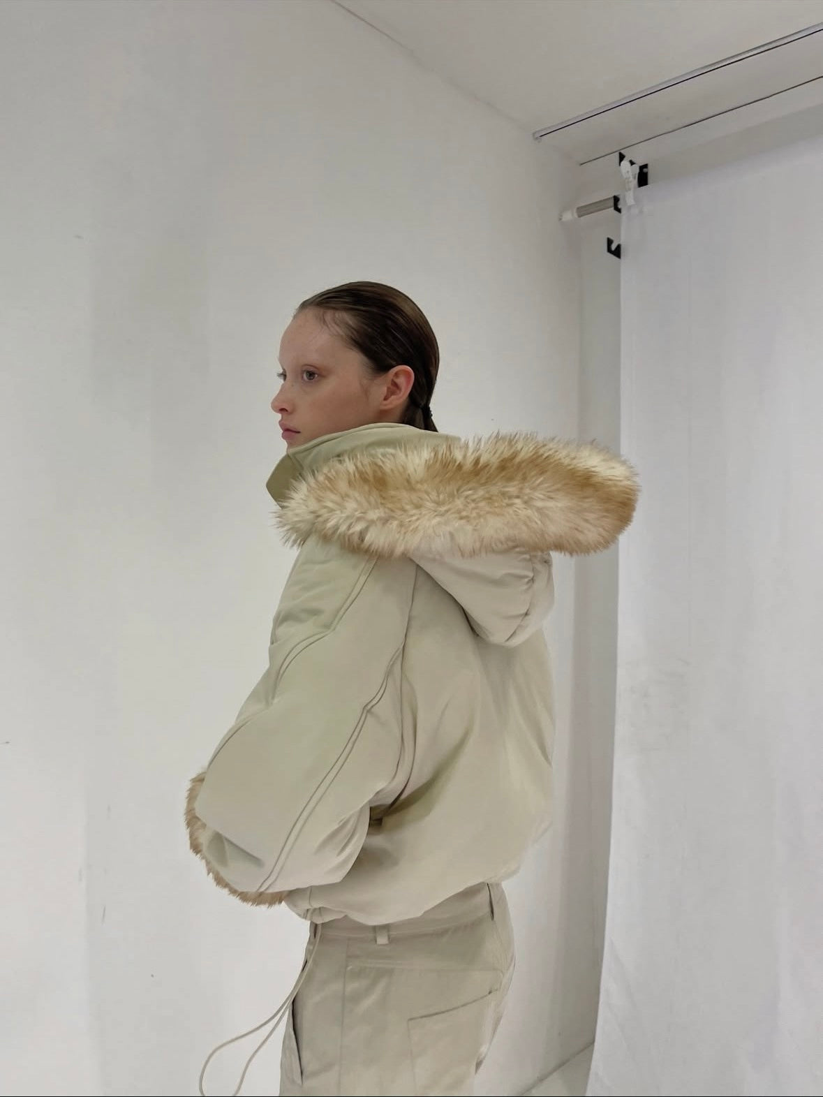 fur hooded padding jacket