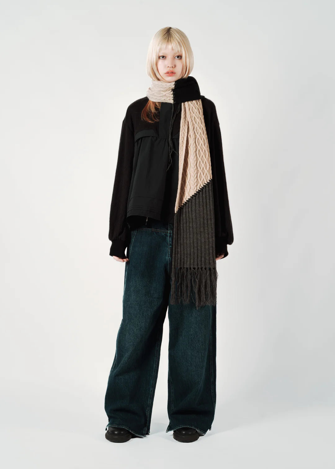 patchwork knit muffler