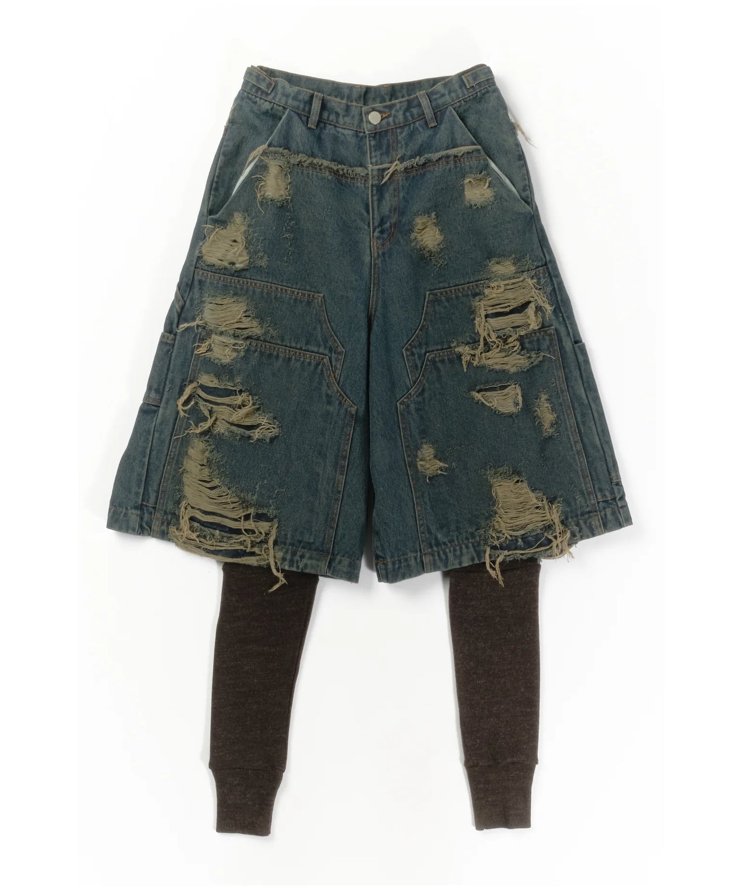 layered denim pants