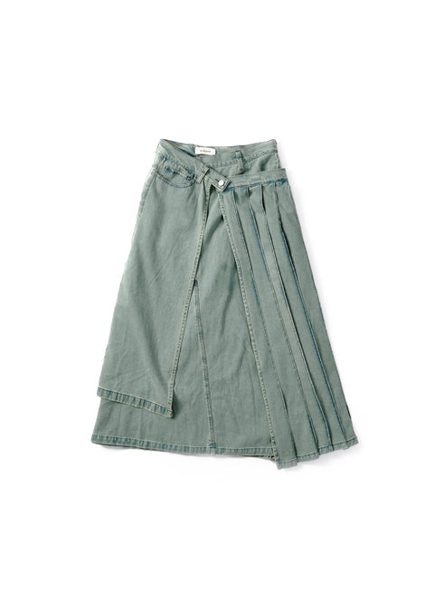 layer denim skirt